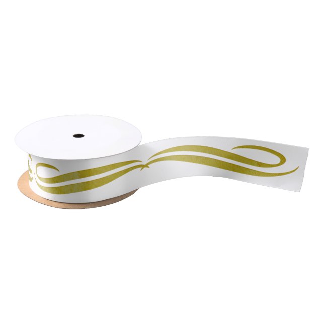 Golden Border - Ornament III + your backgr. colour Satin Ribbon (Spool)