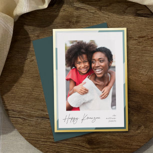 Golden Border   Vertical Photo Kwanzaa Foil Holiday Card
