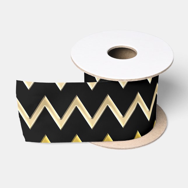 Golden Border - zigzag + your back & ideas Satin Ribbon (Spool)