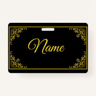 Golden Bordered And Elegant Corners Custom Badge