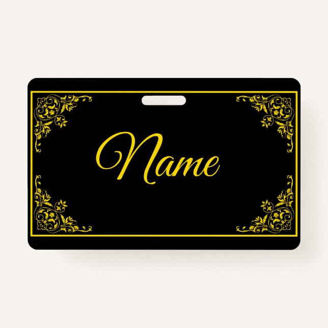 Golden Bordered And Elegant Corners Custom Badge (Front)