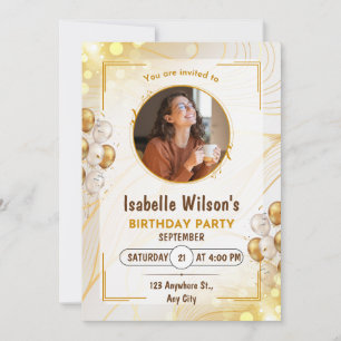 Golden Bordered Birthday party Invitation