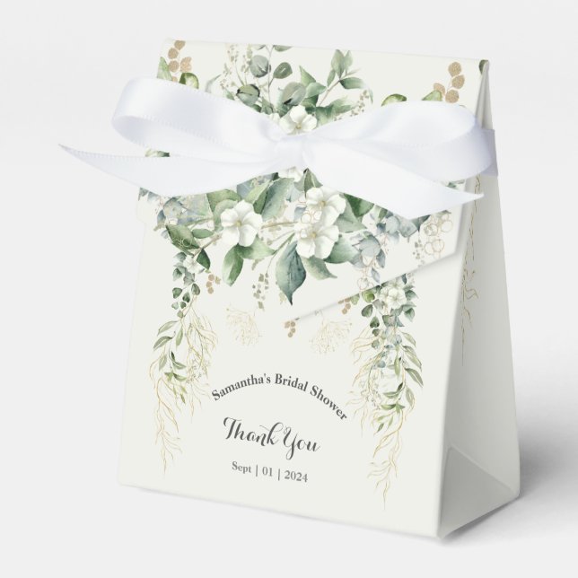 Golden Botanical Delight: Bridal Shower Favor Box (Front Side)