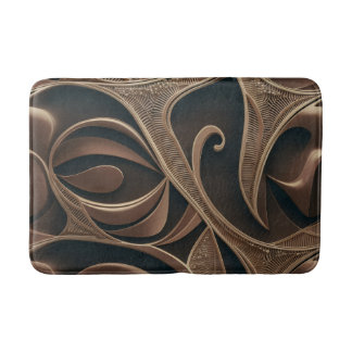 Golden Botanical Flow Elegant Bath Mat