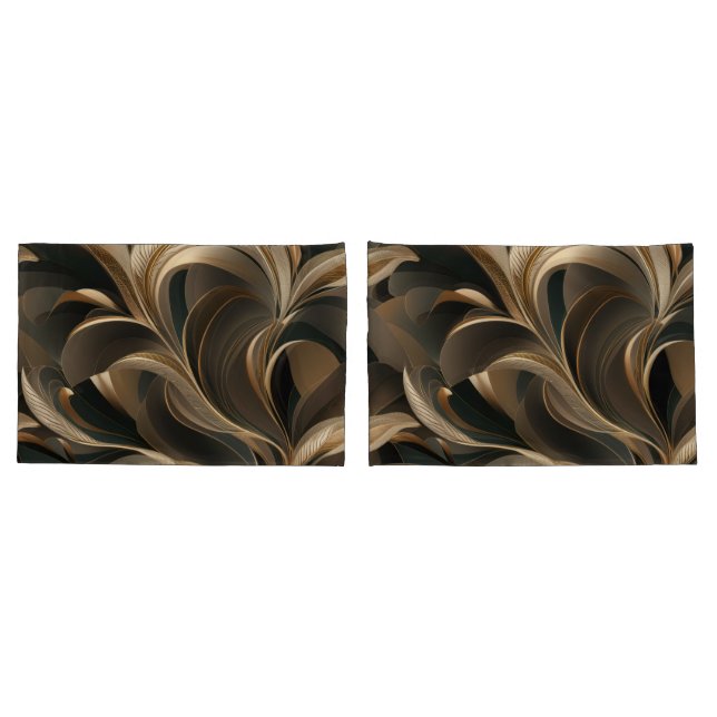 Golden Botanical Flow Elegant   Pillowcase (Back-Set)