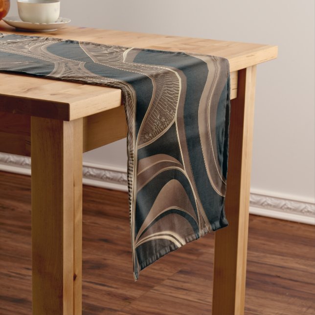 Golden Botanical Flow Elegant Short Table Runner