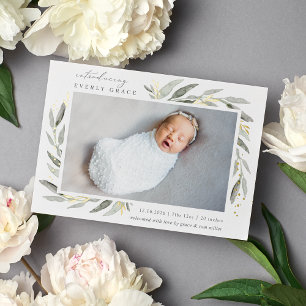 Golden Botanical   Foil Birth Announcement