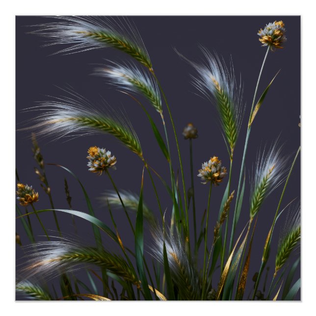 Golden Botanical Grass Wall Art (Front)