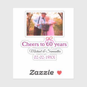 Golden bow cheers to 60 years anniversary wedding