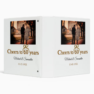 Golden bow cheers to 60 years anniversary wedding binder