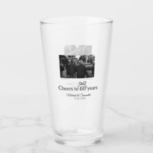 Golden bow cheers to 60 years anniversary wedding  glass