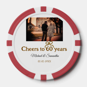 Golden bow cheers to 60 years anniversary wedding  poker chips