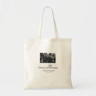 Golden bow cheers to 60 years anniversary wedding  tote bag