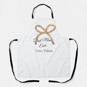 Golden bow glitter best mom ever add name mother apron