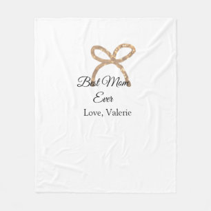 Golden bow glitter best mom ever add name mother fleece blanket