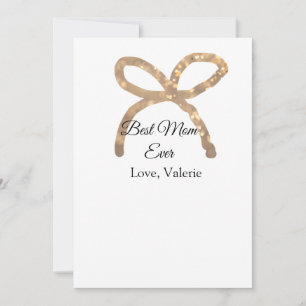 Golden bow glitter best mom ever add name mother invitation
