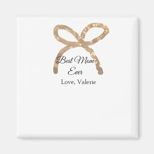 Golden bow glitter best mom ever add name mother magnet