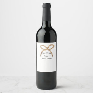 Golden bow glitter best mom ever add name mother wine label