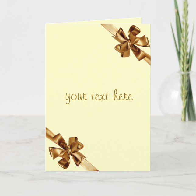 golden bow greetings card (Front)