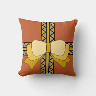 Golden Bow Reversible Throw Pillow