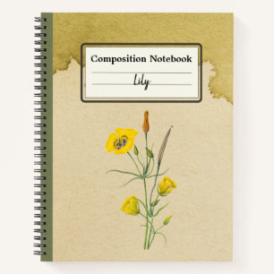 Golden Bowl Mariposa Flower Personalized Comp Notebook