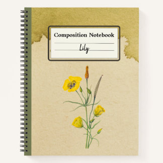 Golden Bowl Mariposa Flower Personalized Comp Notebook