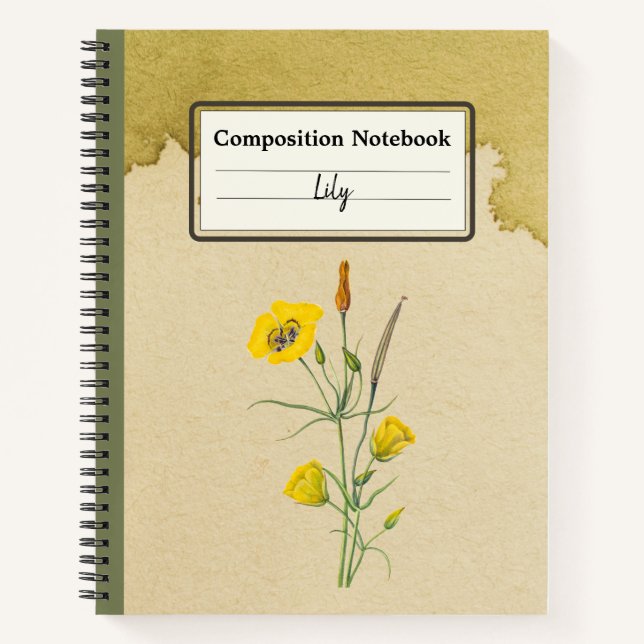 Golden Bowl Mariposa Flower Personalized Comp Notebook (Front)