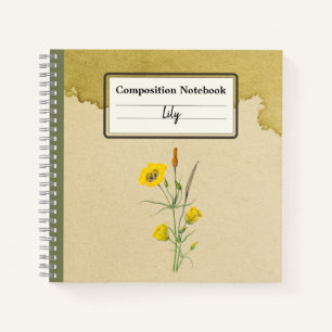 Golden Bowl Mariposa Flower Personalized Comp Notebook