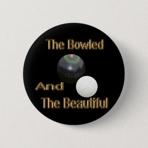 Golden Bowled Beautiful Lawn Bowls Design, 2 Inch Round Button