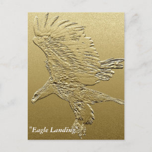"Golden Boy" Landing Eagle Gold Foil-effect Art Postcard