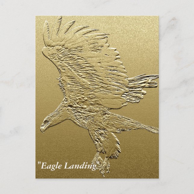 "Golden Boy" Landing Eagle Gold Foil-effect Art Postcard (Front)