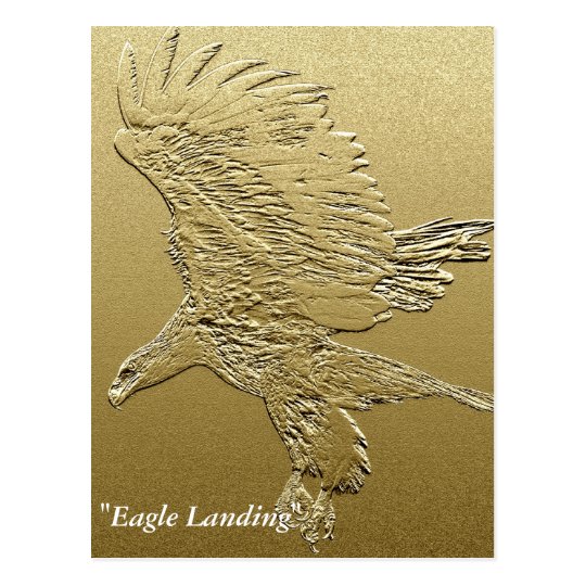 "Golden Boy" Landing Eagle Gold Foil-effect Art Postcard