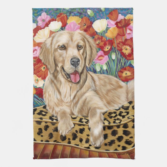 Golden Boy Retriever Kitchen Towel (Vertical)