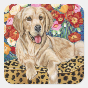 Golden Boy Retriever Square Sticker