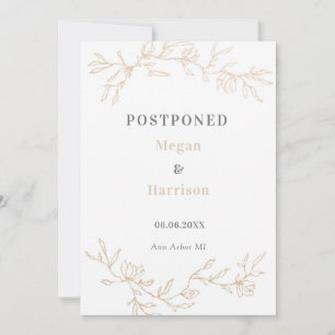 Golden Branches Wedding Postponed Announcement