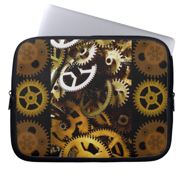 Golden Brass Clockwork Gears Laptop cover (Front)