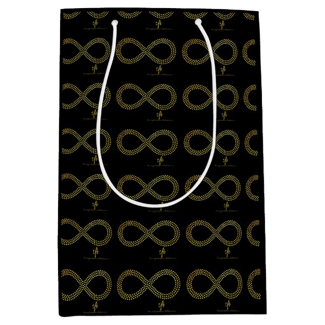 Golden Brass Infinity Hearts Medium Gift Bag (Front)