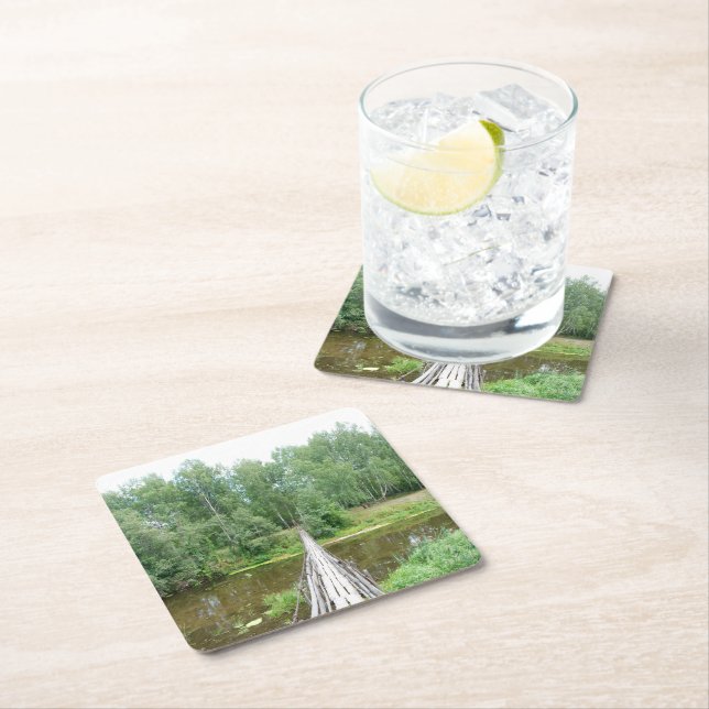 Golden Bridge Serenity Square Paper Coaster (Insitu)