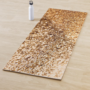 Golden Bright Bokeh Glitter Yoga Mat