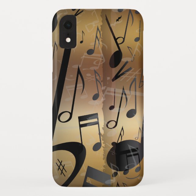 Golden Bronze and Black Music Notes Case-Mate iPhone Case (Back)