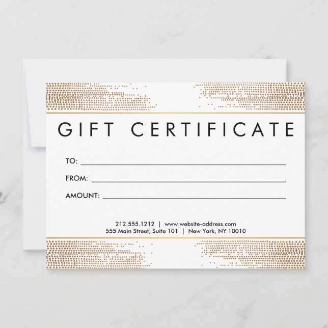 Golden Bronze Confetti Dots Gift Certificate (Front)