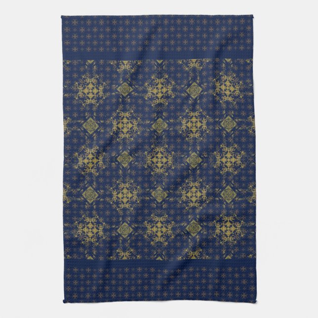 Golden Bronze Diamond Burst Pattern Kitchen Towel (Vertical)