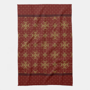 Golden Bronze Diamond Burst Pattern Kitchen Towel