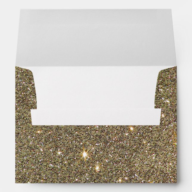 Golden Bronze Glitter Party Invitation Envelope (Back (Bottom))