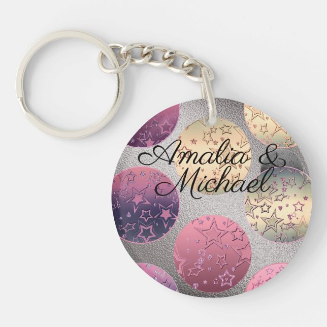 Golden bronze gradient textured blush colour class keychain (Front)