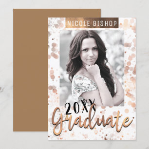 Golden Bronze Graduation Party Graduate Photo Invitation