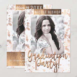 Golden Bronze Graduation Party Graduate Photo Invitation