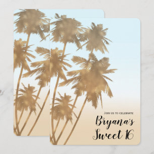 Golden Bronze Palms Beach Ombre Palm Trees Chic Invitation