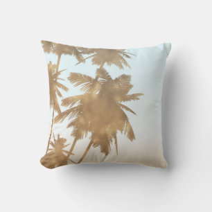 Golden Bronze Palms Beach Ombre Palm Trees Chic Throw Pillow
