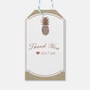 Golden Bronze Pineapple Kraft Natural Tropical Gift Tags